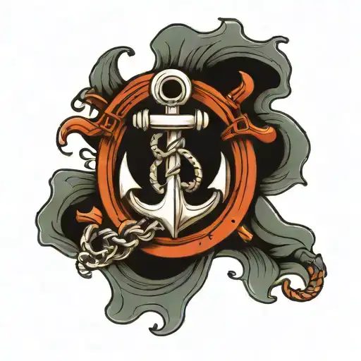 Ship Anchor Tattoo Design Featuring Elements Forming