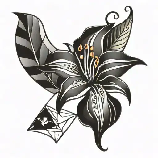An Abstract Representation Of A Lilly Flower With Geometric Shapes Incorporated