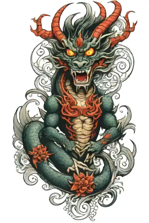 Dragon With Hannya Mask