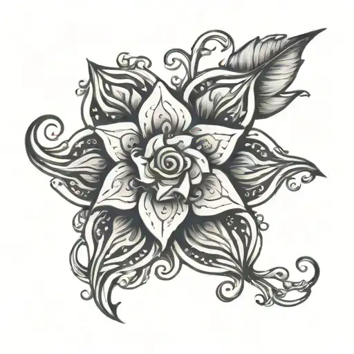 Karma Symbol Intertwined Within Its Petals Floating In Water