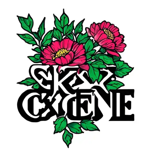Ckygene Word With Flowers
