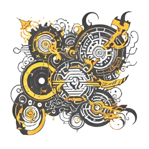 An Abstract Representation Of An Electro Trance Party Scene With Pulsating Lights And Music Waves