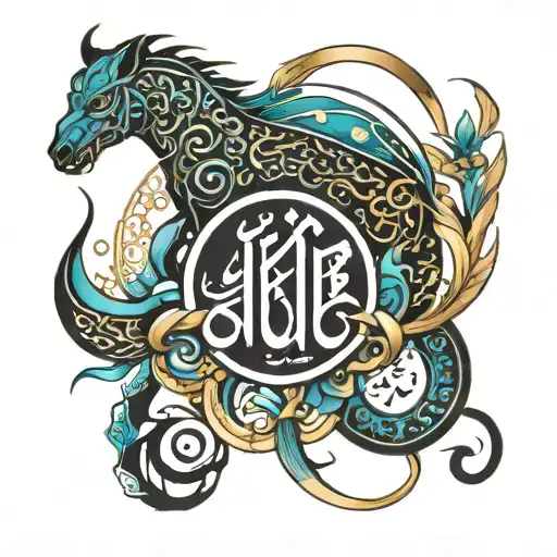Arabic Calligraphy Style Tattoo Featuring Elements