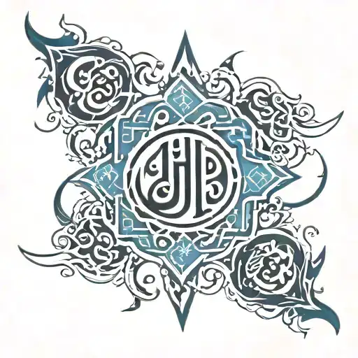 Arabic Calligraphy Style Tattoo Featuring Elements