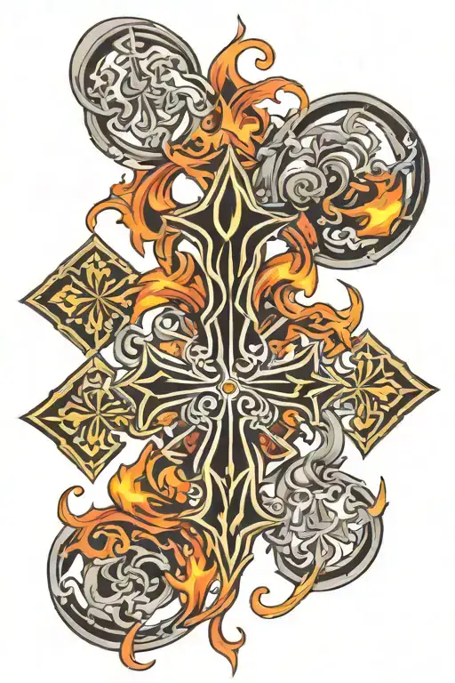 Multiple Fire Maltese Crosses Vertical