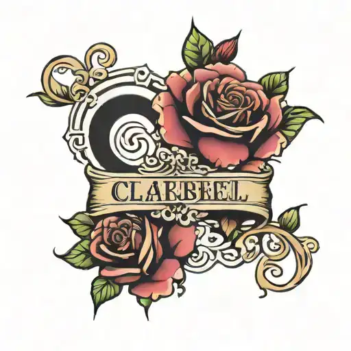 Name Tattoo With Name The Claribel Rose Intertwined