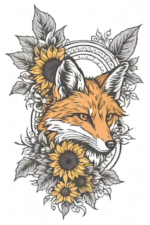 Fox And Sunflower