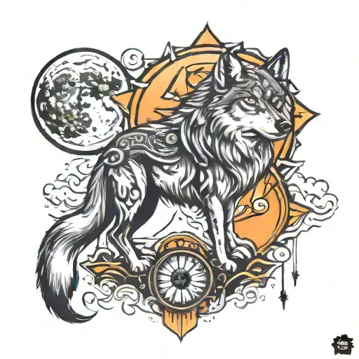 Wolf And Moon And Sun