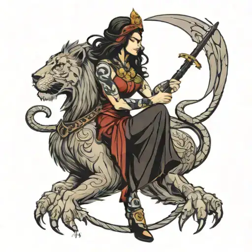Huntress With A Lion And Scorpion