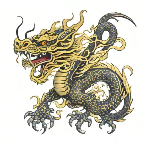 Golden Dragon On Black Dragon