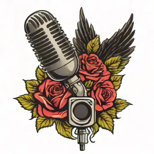 Vintage Mic Vintage Shure 55 Wings In The Background Roses In Front