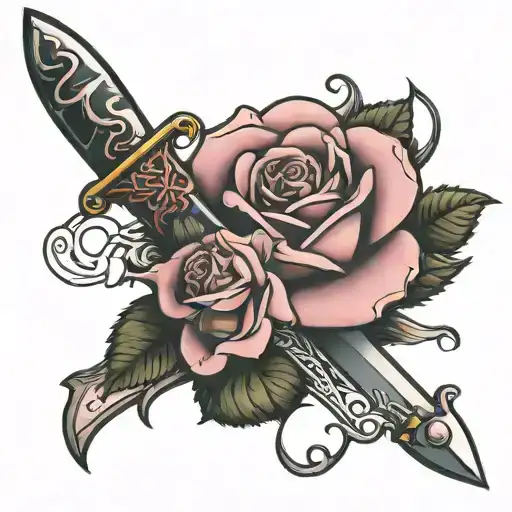Sword With Pink Rose