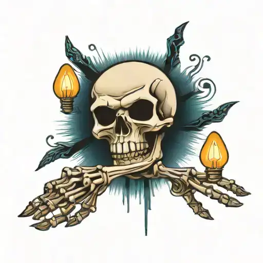 Skeleton Hand Holding Ligh Bulb