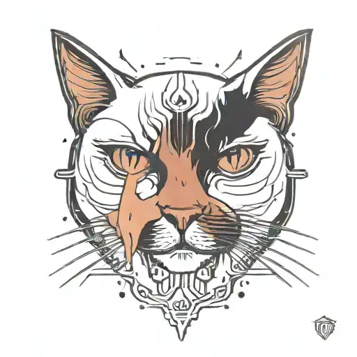 Get A Minimalist Tattoo Of A Cat With A Fang Sticking Out