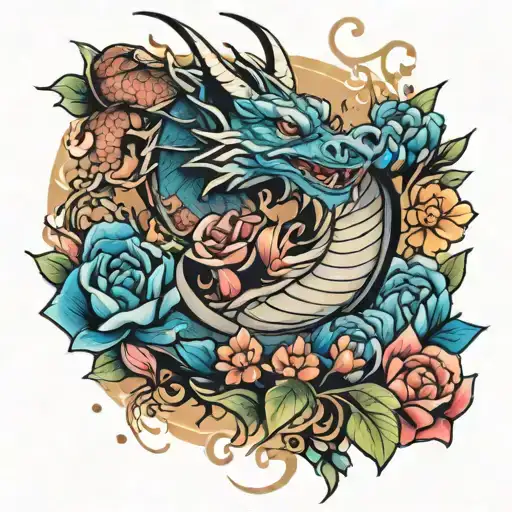 Dragon With Flowers
