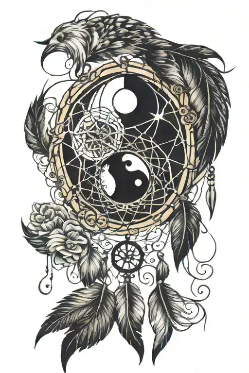 Dreamcatcher Yin Yang Symbol Capricon Zodiac Sign