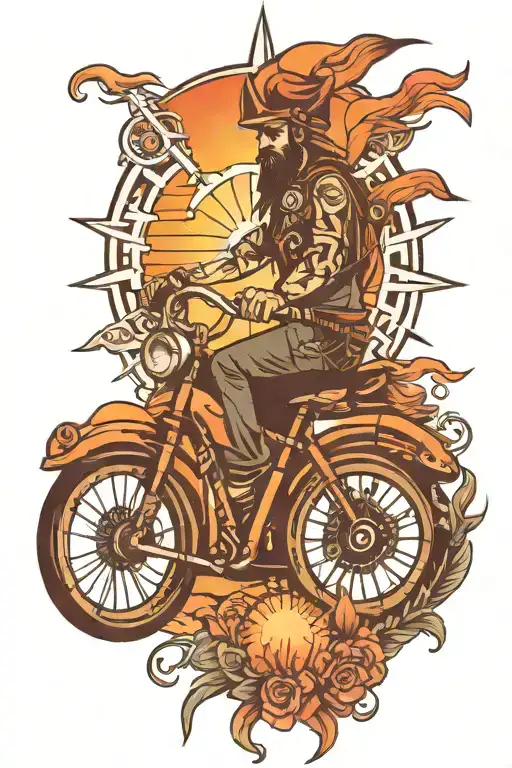 Sunset Compass Bike Rider