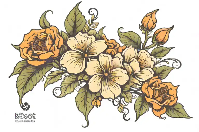 Male Tattoo Of Flowers