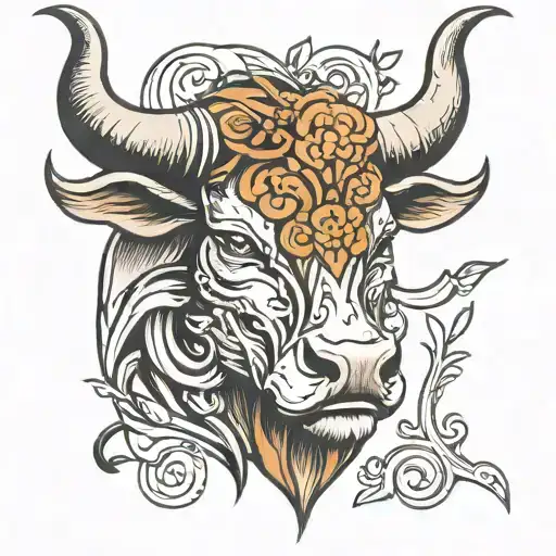 Taurus Bull Head Tattoo Design