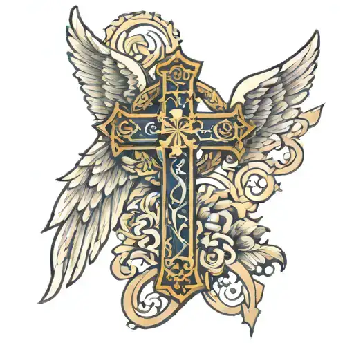 Christian Cross With Angel
