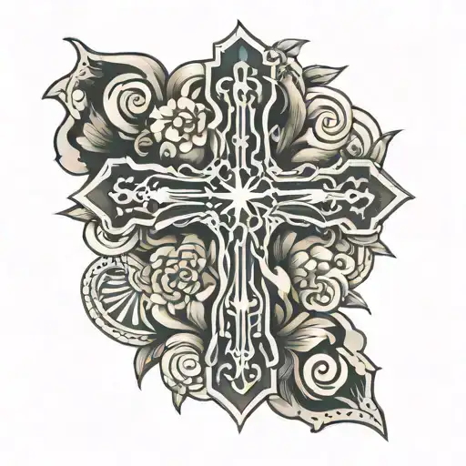 Cross Tattoo With Animal