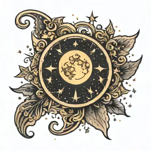 A Moon And Stars Around