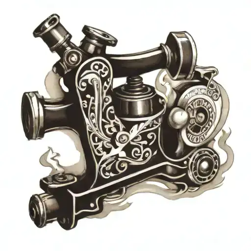 Tattoo Machine Smoke Black White Gangster Native