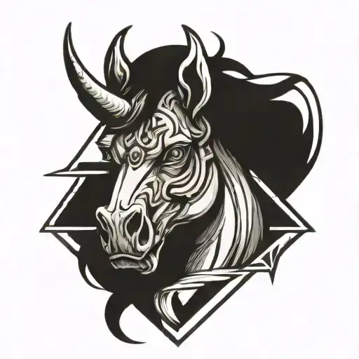 Angel Horse Face With Angry Expression In A Triangle