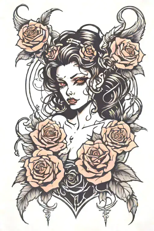 Roses Dark Demon Girl