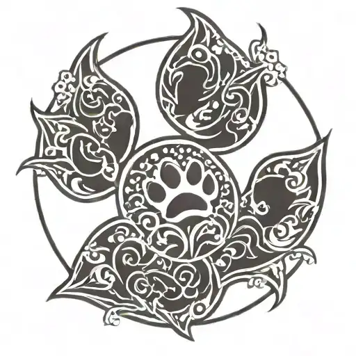 Happy In Circle Paw Print