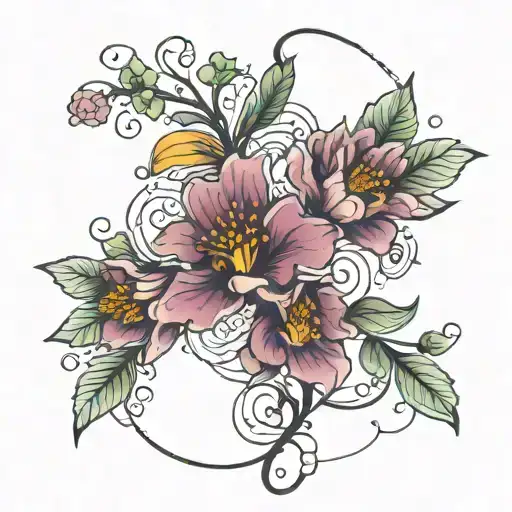 February September Birth Flower Intertwined