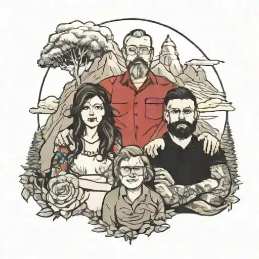 Family Portrait Surrounded My Mountain Range Made Just