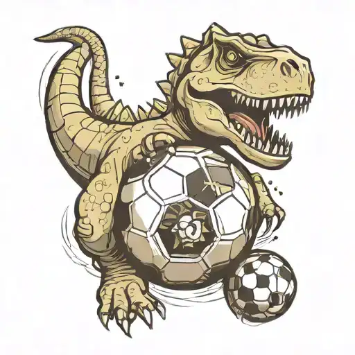 Dinosaur And Soccer Ball