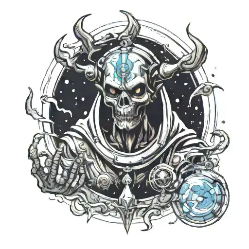 A God Looking Like A Scary Figure In Outer Space Theme