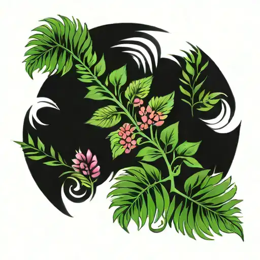 Japan And New Zealand Fern Reflecting