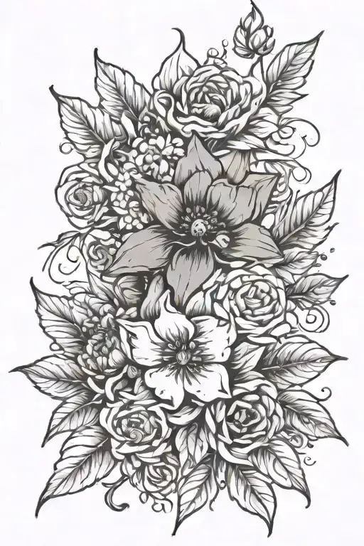 Sketch February October April December Birth Flowers