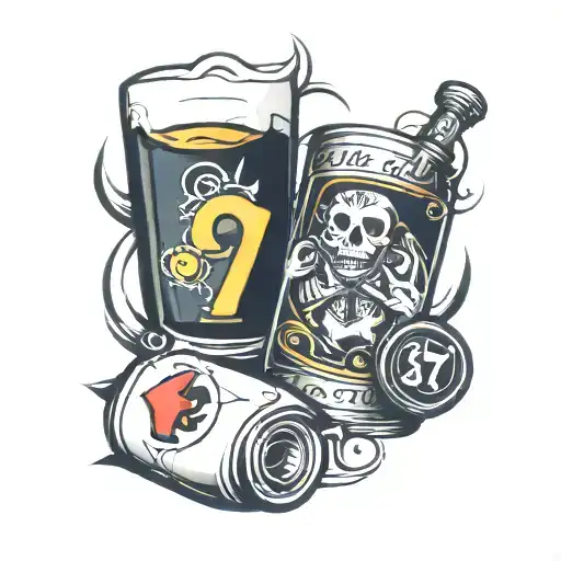 Number 7 & Whiskey & Spade Ace & Football