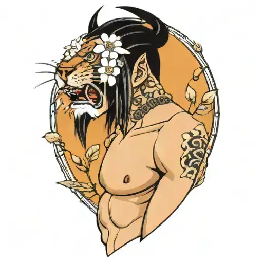 Samuarai In A Garden With Flower