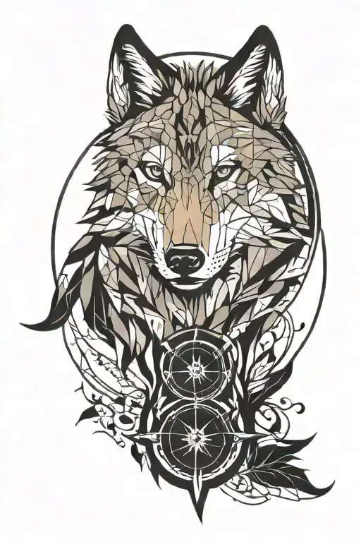 Minimalist Geometric Wolf With A Perfect Circle Logo Around It