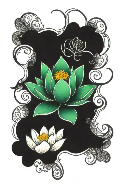 Unalome Symbol With Lotus Flower Blooming
