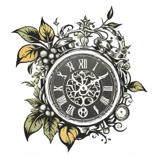 Tiktok Symbol With A Clock And Olive Tree Leaves And A Bridge