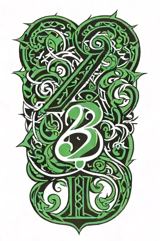Number 12 Tribal Style In Black And Green