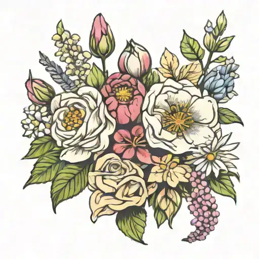 Birth Flower Bouquet Tied