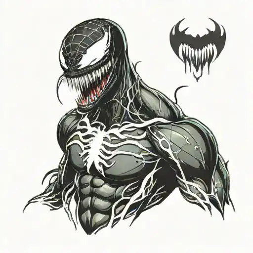 Design A Tattoo Of Venom From Spider Man With The Simbyote Wrapping Around The Arm