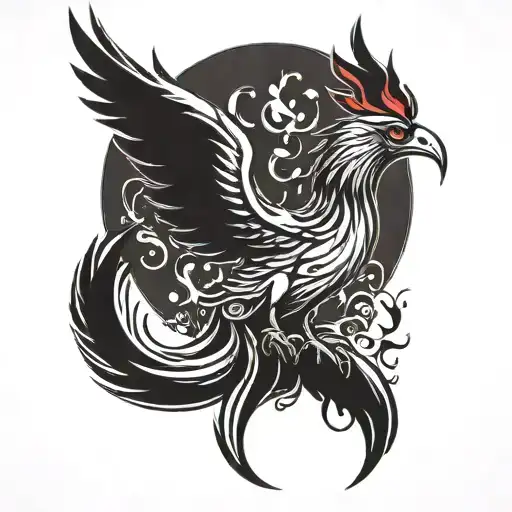 Phoenix Rising From Ashes Symbolizing Rebirth