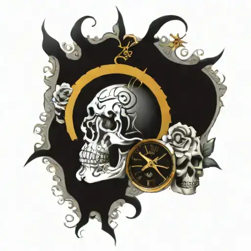 Salvador Dali Clock And Skull Wearing