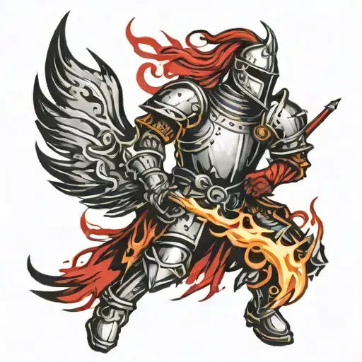 Knight And Fire Flames