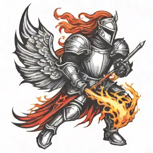 Knight And Fire Flames
