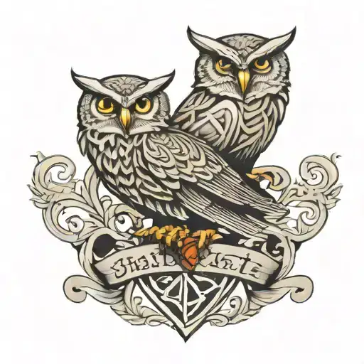 Hartnett Coat Of Arms Celtic Owl Perched On Top
