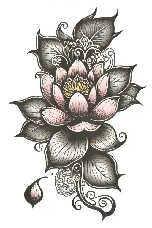 Unalome Symbol With Lotus